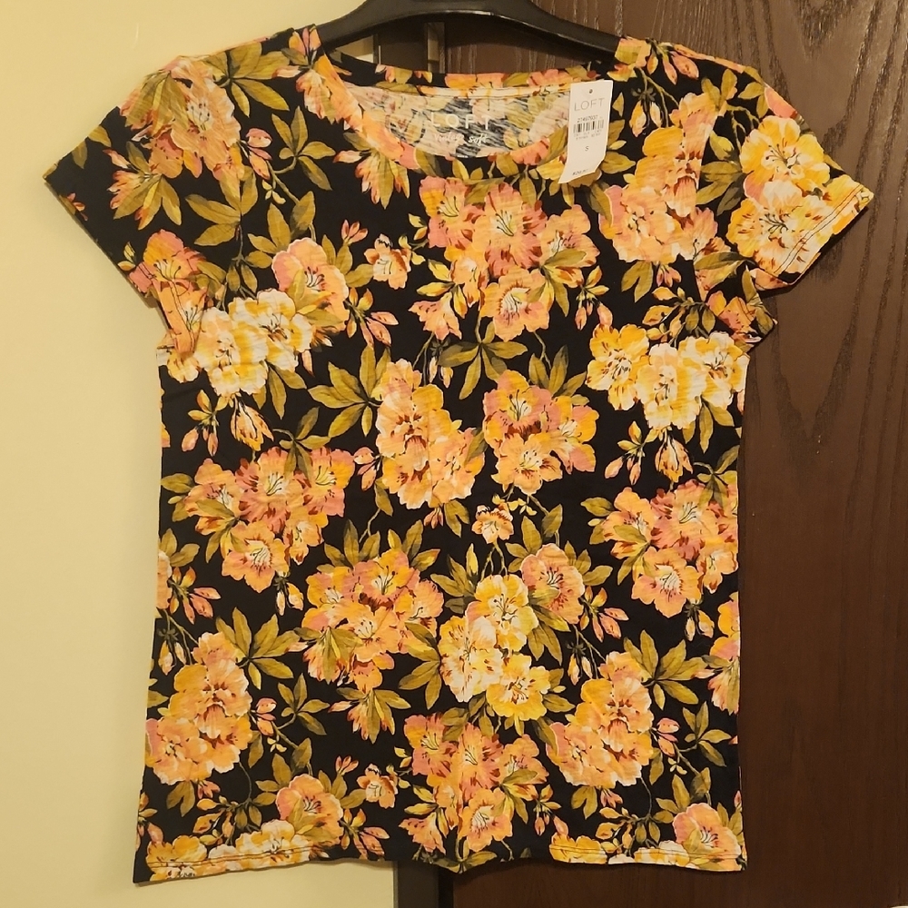 LOFT Black and Green Fitted Shirt